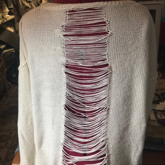 Cream Tear Back Sweater - Picture 2 of 2